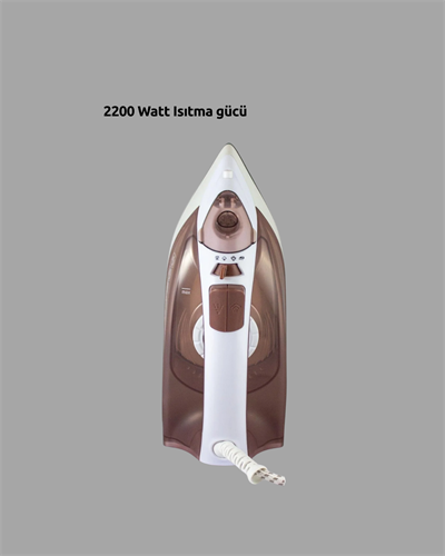 2200 Watt Buharlı Ütü Kahverengi Seramik Taban Şok Buharlı