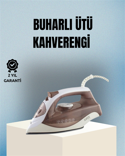 2200 Watt Buharlı Ütü Kahverengi Seramik Taban Şok Buharlı