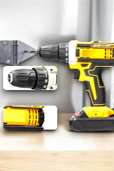 24 Parça Çift Bataryalı Şarjlı Matkap Seti 24W Motor ve Otomatik Mil Kilitli Tasarım