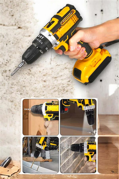 24 Parça Çift Bataryalı Şarjlı Matkap Seti 24W Motor ve Otomatik Mil Kilitli Tasarım