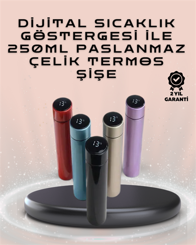 250ml LED Ekranlı Paslanmaz Çelik Akıllı Termos