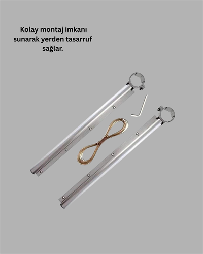 25x60 Balkon Askılığı Kare Demir Uyumlu Hava Dayanıklı Çamaşır Askısı