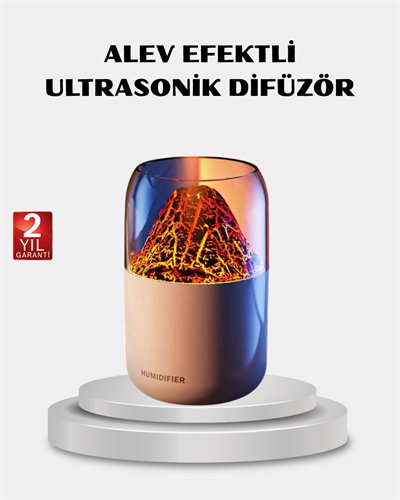 280ml Alev Işıklı Ultrasonik Hava Nemlendirici Sessiz ve USB Şarjlı