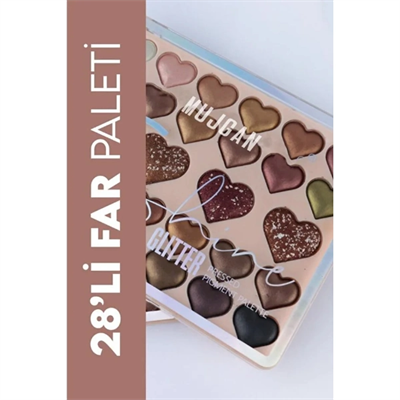 28li Sedefli Shine Kalp Far Paleti - 2li Set