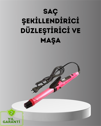 2’si 1 Arada Saç Düzleştirici ve Maşa – 5 Isı Seviyesi, Seramik Kaplama, Döner Kablolu Ergonomik Tasarım
