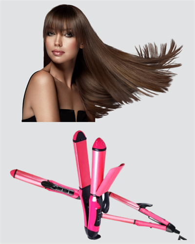 2’si 1 Arada Saç Düzleştirici ve Maşa – 5 Isı Seviyesi, Seramik Kaplama, Döner Kablolu Ergonomik Tasarım