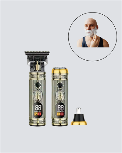 2’si 1 Arada Saç ve Sakal Düzeltici Seti – T Bıçaklı, 8 Farklı Kılavuz Tarağı