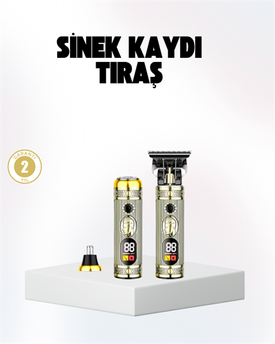 2’si 1 Arada Saç ve Sakal Düzeltici Seti – T Bıçaklı, 8 Farklı Kılavuz Tarağı