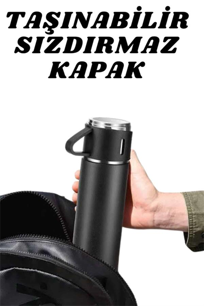 3 Bardaklı Termos Seti Anneler Gününe Özel Hediye Taşınabilir Sızdırmaz Isı Koruyucu