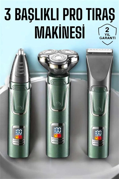 3 Başlıklı Profesyonel Saç ve Sakal Bakım Seti Vücut, Burun ve Kulak Tüy Alma