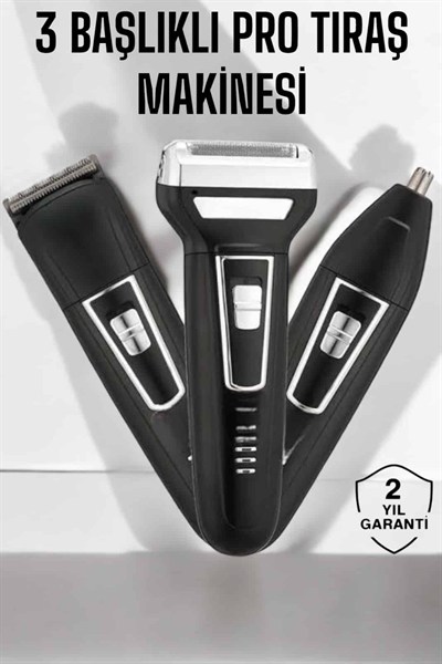 3 Başlıklı Profesyonel Tıraş Makinesi