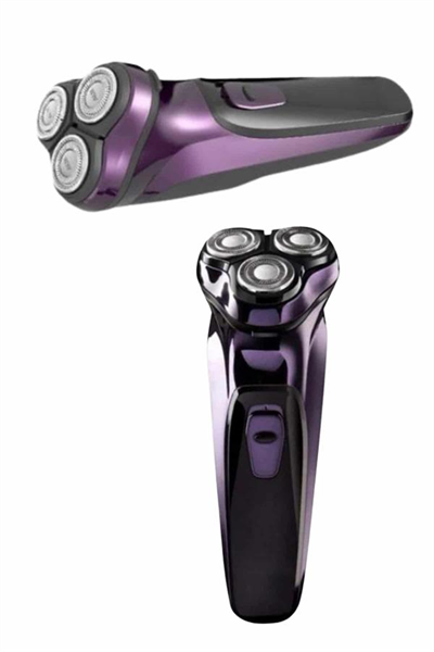 3 Bıçaklı Döner Başlıklı Sakal Sıfır Alma Tıraş Makinesi Profesyonel Paslanmaz Çelik