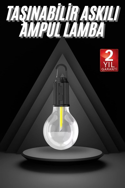 3 Farklı Mod LEDli Şarjlı Asma Kancalı Kamp Lambası Taşınabilir Ampul