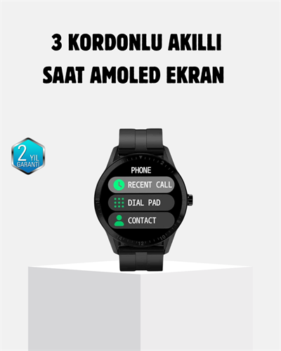 3 Kordonlu AMOLED Akıllı Saat – Sağlık Takipli