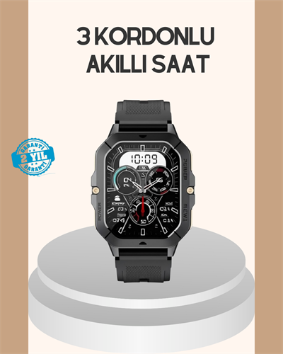 3 Kordonlu Akıllı Saat Uzun Pil Süreli