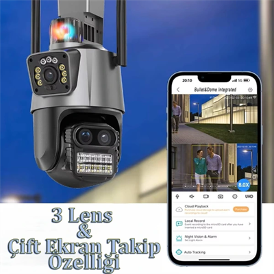 3 Lens Wi-Fi Güvenlik Kamerası