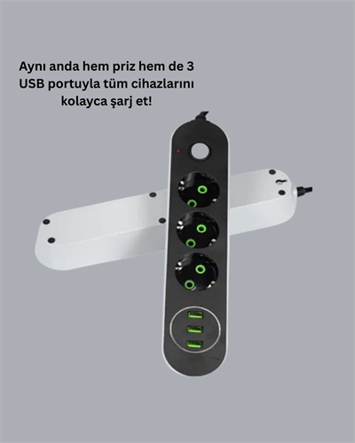 3 USB Portlu Üçlü Priz CXE103