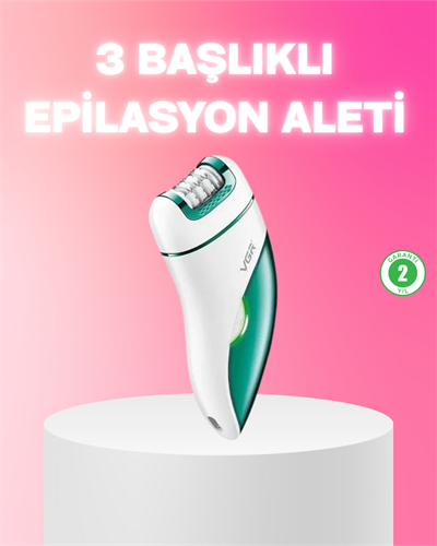 3 in 1 Epilatör Metal Başlıklı IPX5 Su Geçirmez 90 Dakika Şarjlı Epilasyon Cihazı