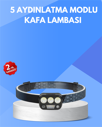 300 Lümen Sensörlü LED Kafa Lambası USB Şarjlı SOS Modlu