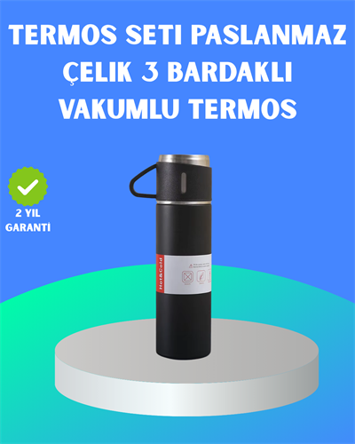 304 Çelik Termos Seti | 2 Bardaklı, 500 ml, Uzun Süre Isı Koruma