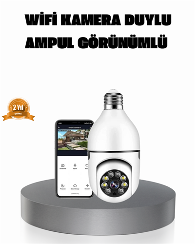 360° Akıllı Güvenlik Kamerası – Duya Takılabilir, Wi-Fi Bağlantılı, Hareket Sensörlü