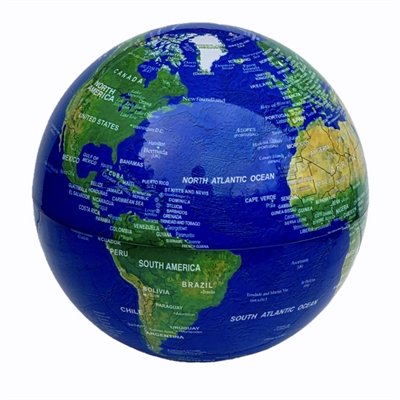 360 Derece Dönen LED Işıklı Mavi Dünya Küresi