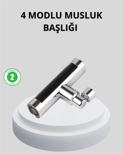 360° Dönebilen Musluk Başlığı 4 Fonksiyonlu Su Tasarruflu ve Dayanıklı