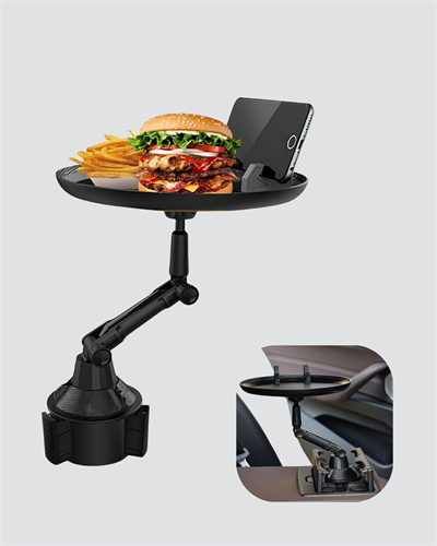 360° Döner Araç Bardaklık Tepsisi Geniş Yemek Alanlı Telefon Standlı