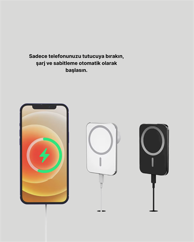 360° Döner Başlıklı MagSafe Araç Telefon Tutucu 15W Güvenli Kablosuz Şarj