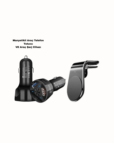 360° Döner Telefon Tutucu ve 55W Hızlı Araç Şarj Aksesuar Seti