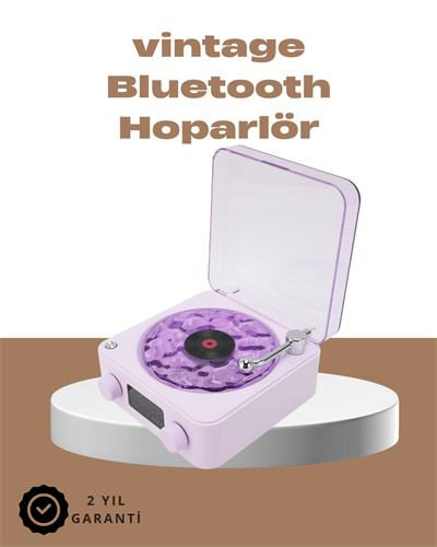 360° Sesli Kablosuz Hoparlör – Retro Tasarım ve Projektör Işığı