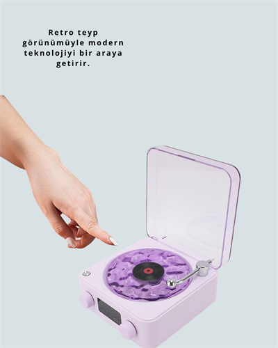 360° Sesli Kablosuz Hoparlör – Retro Tasarım ve Projektör Işığı