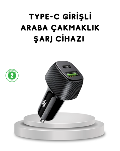 38W Araç Şarj Cihazı Type-C PD USB Hızlı Şarj Çift Port