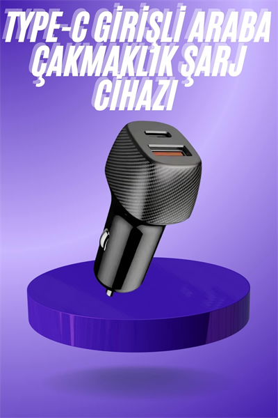 38W USB Type-C Girişli Oto Çakmaklık Araç İçi Hızlı Şarj Çakmaklık Şarj Aleti