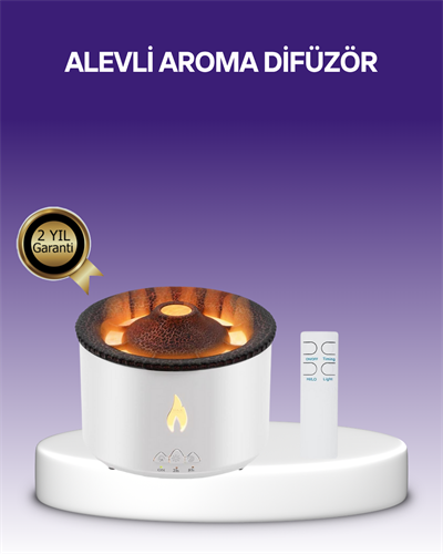 3D Alev Efektli Hava Nemlendirici – Uzaktan Kumandalı ve 8 Saat Çalışma Süreli