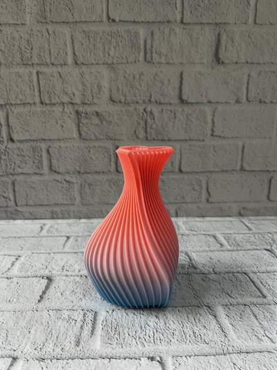 3D Dalga Desenli Kalp Formlu Dekoratif Vazo Pembe 15 cm