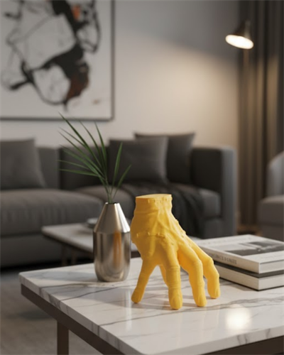 3D Dekoratif Sarı El Obje 17x16 cm Şık ve Dikkat Çekici Tasarım