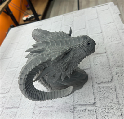 3D Ejderha Başı Heykeli Koleksiyonluk Dekoratif Figür 22x17 cm