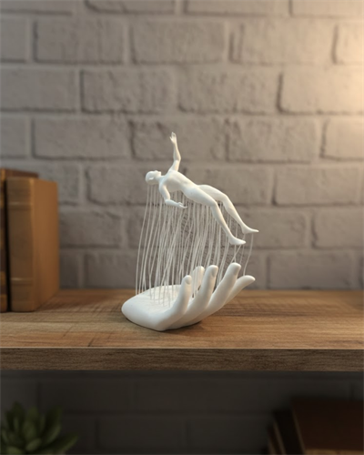 3D El Formlu İnsan Figürü Beyaz Modern Ev ve Ofis Dekoru