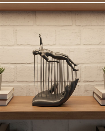 3D El Formlu İnsan Figürü Gri Soyut Tasarım Dekoratif Biblo