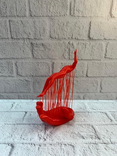 3D El Formlu İnsan Figürü Kırmızı Modern Soyut Dekoratif Biblo 12x18 cm