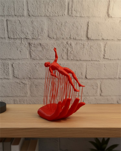 3D El Formlu İnsan Figürü Kırmızı Soyut Tasarım Dekoratif Biblo 12x18 cm