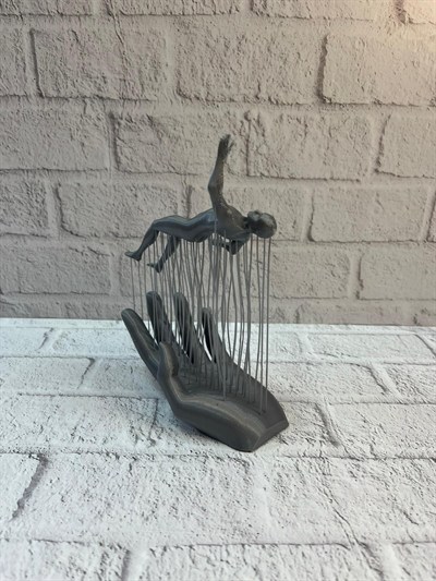 3D El İnsan Figürü Gri Soyut Modern Dekoratif Biblo