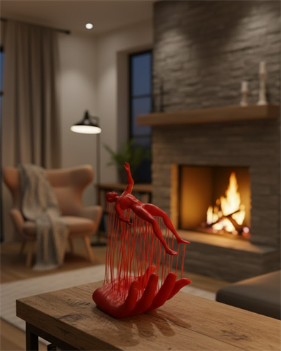 3D El İnsan Figürü Kırmızı Minimal Modern Ev ve Ofis Dekoru 12x18 cm