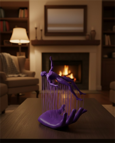 3D El İnsan Figürü Mor Modern Sanatsal Dekoratif Biblo 12x18 cm