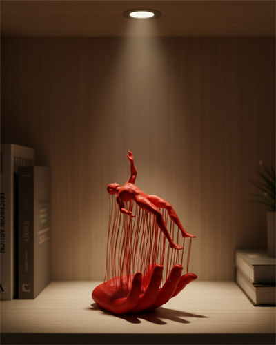 3D El Üzerinde İnsan Figürü Kırmızı Sanatsal Masa Üstü Dekor 12x18 cm