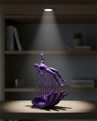 3D El Üzerinde İnsan Figürü Mor Soyut Tasarım Dekor Biblo