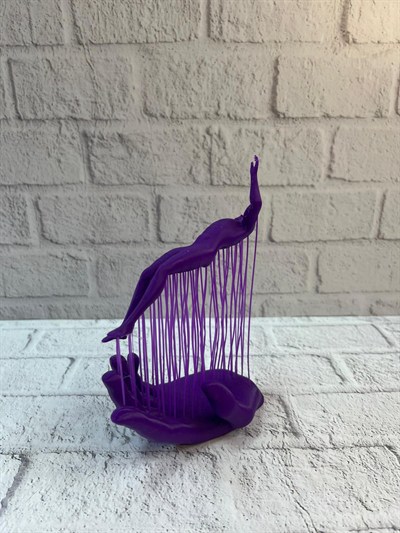 3D El Üzerinde İnsan Figürü Mor Soyut Tasarım Dekor Biblo