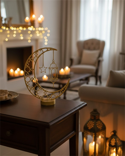 3D Hilal Cami Dekor 20x20 cm Özel Baskı Masa Üstü Süs