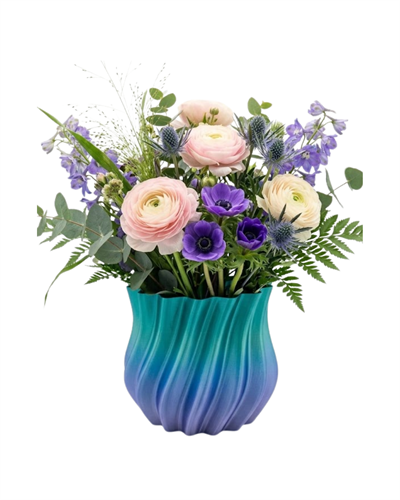 3D KIVRIMLI VAZO MAVİ